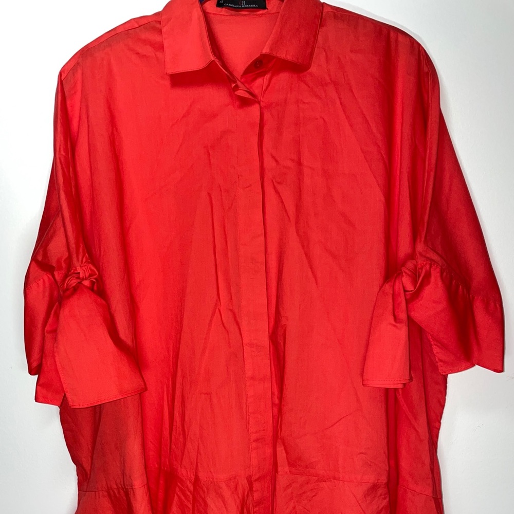 Carolina Herrera Short SleeveBlouse TopRed Size XS